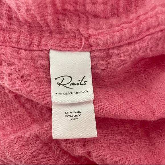 New! Rails Ellis pink button down gauze button down shirt hibiscus 37429 - Picture 8 of 14